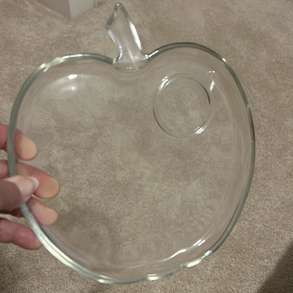 Apple Glass Snack Plates Set of 2